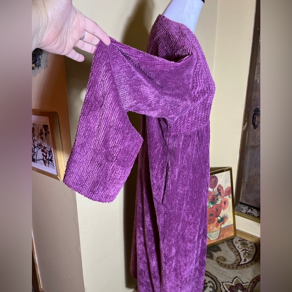 STAN HERMAN Chenille Robe Rose Pink Size XL Vintage Half-Zip Pockets Soft Cozy - Picture 4 of 14